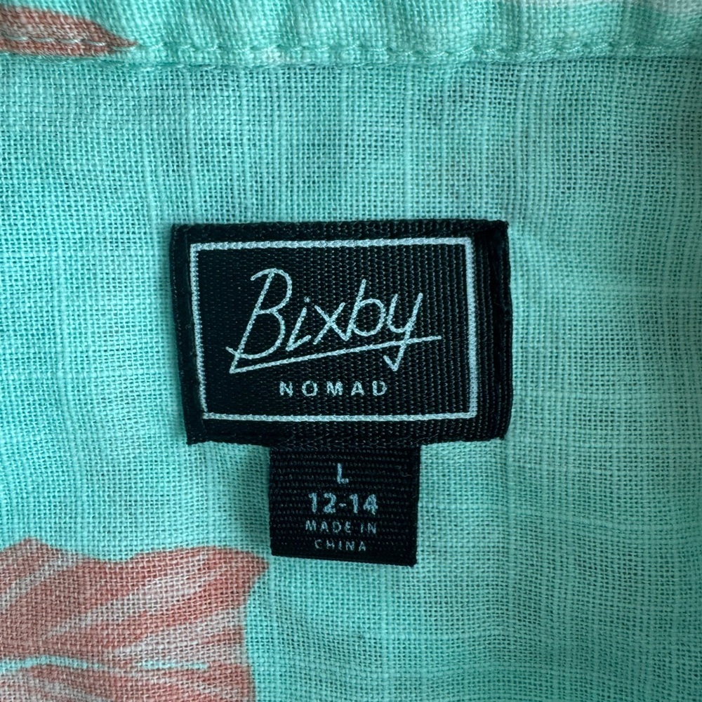 Bixby Nomad Boys 100% Cotton Button Down Shirt 12-14 Beach Youth Large Caribbean - Picture 5 of 9
